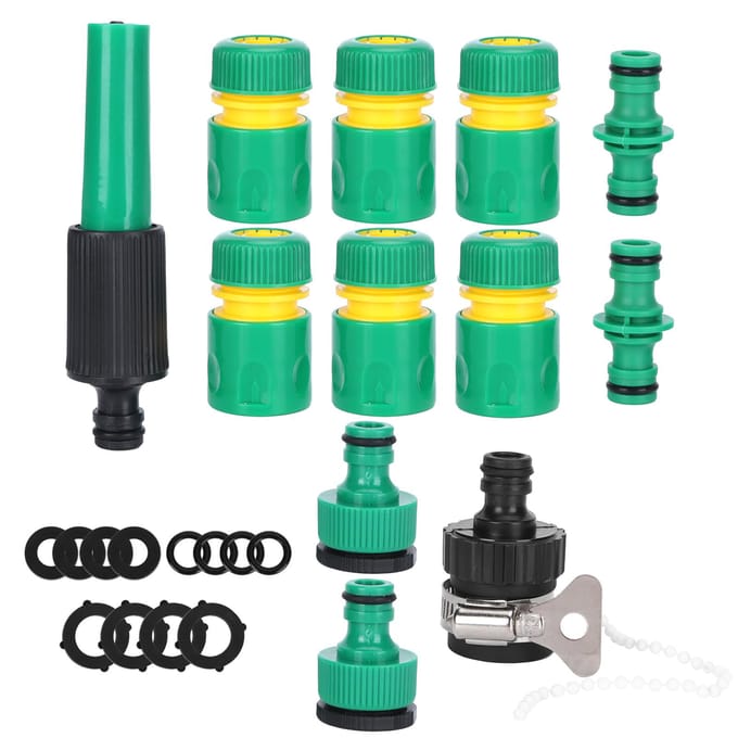 24-delige Set Slangkoppeling Fittingen Set Tuinirrigatie Auto Wassen G1 2 Water Sproeier Kit blue