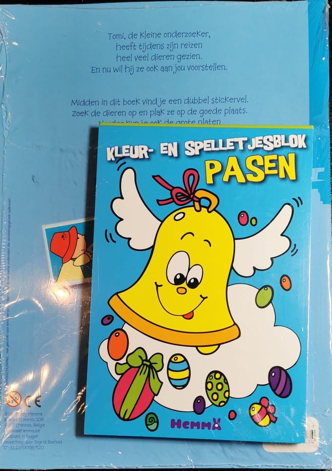 Tomi ondekt de dieren +kleur en spellet jesblok Pasen
