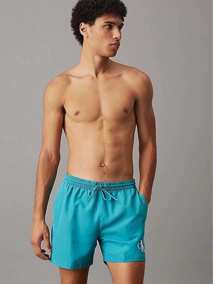 Calvin Klein Medium Drawstring Heren Zwembroek - Hazy Teal - Maat XL