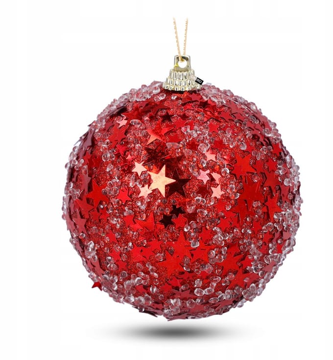 Rode kerstbal 8 cm met glitter - Decoratieve Kerstboomversiering