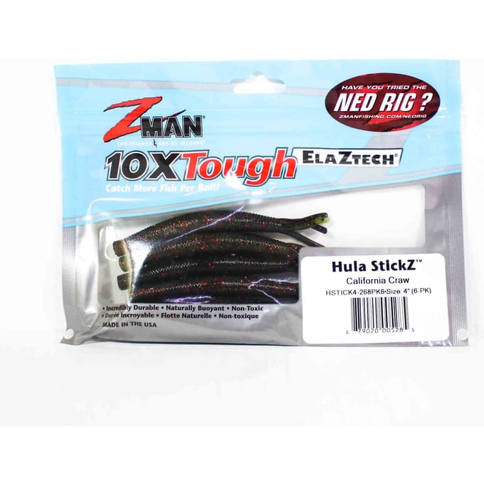 Zman Zacht kunstaas Hula Stickz 4 Inch 6/Pack California Craw (5285)