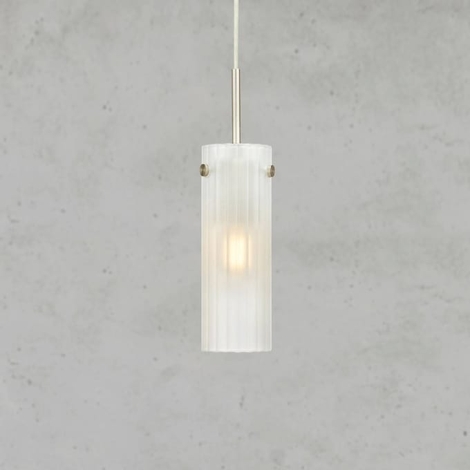 Markslöjd Hanglamp Tibia, stekker, wit/nikkelkleurig, Ø 7 cm