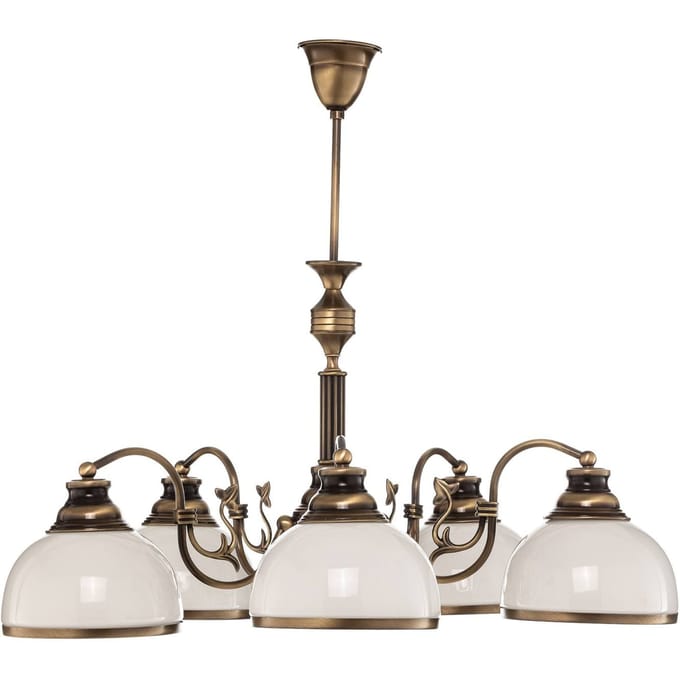 Jupiter Hanglamp Petro met glazen kappen, 5-lamps
