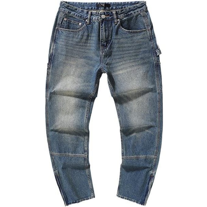 Ontwerp Rits Jeans Heren Wilde Straat Retro Amerikaanse Broeken 38 gray