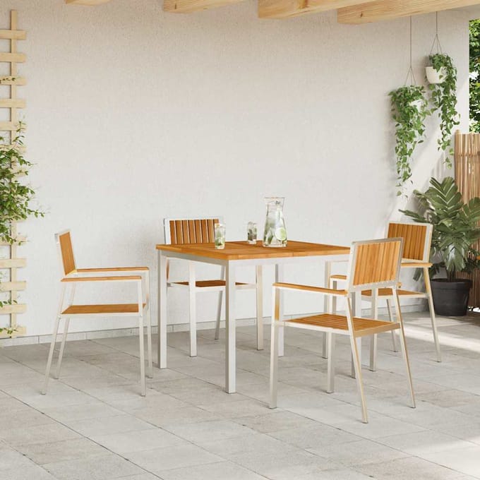 vidaXL Tuinstoel 4 pcs Bruin 56 x 54,5 x 87 cm Massief Teakhout