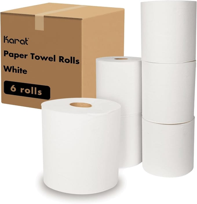 Papieren Handdoekrollen - Keukenpapier - Snel opruimen - Extra lang - 6 Rollen - Wit