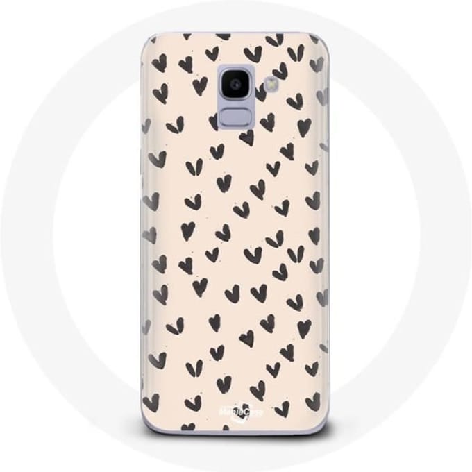 Coque pour Samsung Galaxy A6 2018 Fond de texture abstraite coeurs noirs