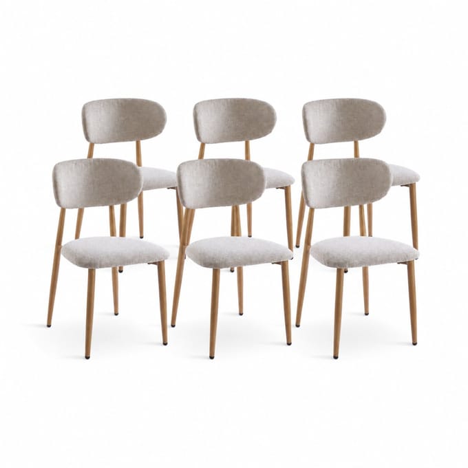 DS4U® - Sumi eetkamerstoel - Set van 6 - Frame naturel - Houtlook frame