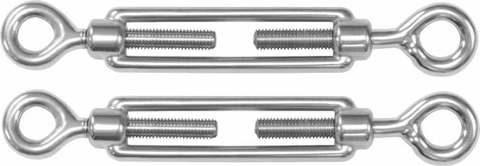 AMIG Spanschroeven/draadspanner met oog/oog - 2x - 7cm - 316L RVS - 100kg - M5 schroefdraad