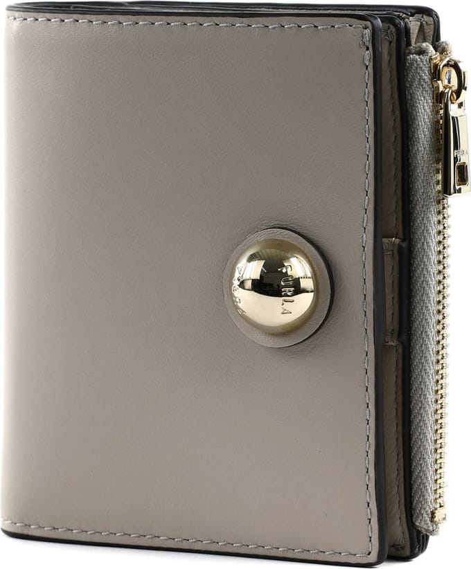 FURLA Leren Portemonnee Sfera Compact Bifold Wallet Vaniglia Lichtgrijs