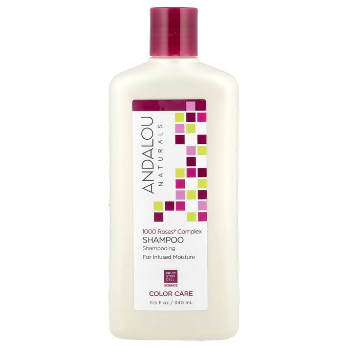 Andalou Naturals, Shampoo, Kleurverzorging, Hydraterend, 1000 Rozencomplex, 340 ml (340 ml) white
