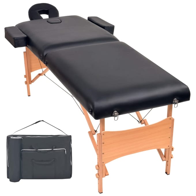 vidaXL - Massagetafel - inklapbaar - 2 - zones - 10 - cm - dik - zwart