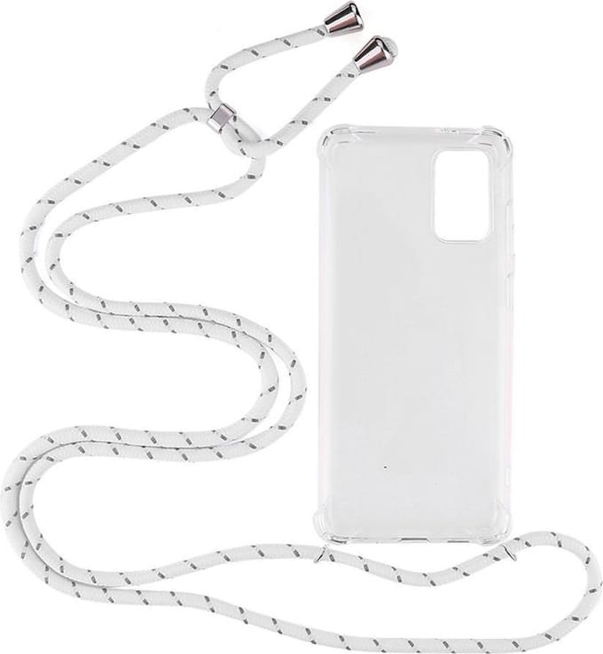 Shop4 - Samsung Galaxy S20 Plus Hoesje - Zachte Back Case met Koord Multi Wit
