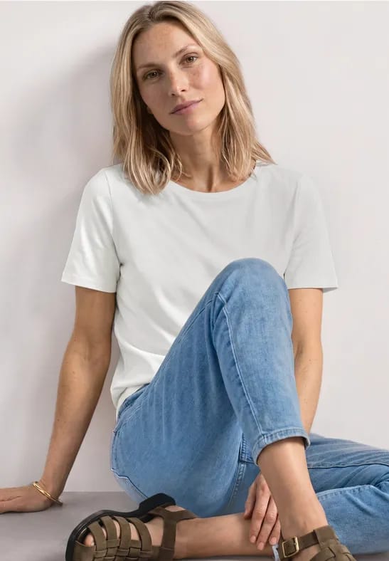 Basic Shirt met ronde hals in Unifarbe