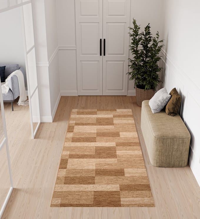 Tapiso Antislip Rubber Rubbermat Vloerkleed Beige Tapijt Maat- 100x1400
