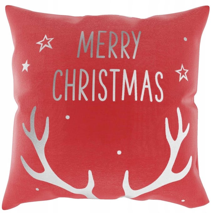 Kerst Kussenhoes 45x45cm - Rood & Zilver - Decoratief