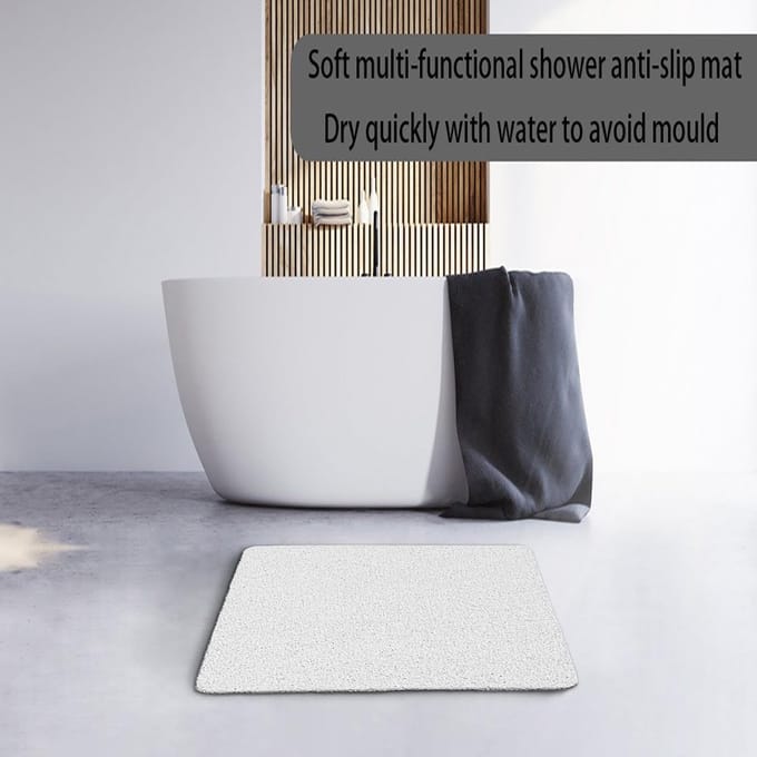 Douchemat - 60 x 60 (centimeter) - Luffa - Antislip - Zacht Comfort - Kleur : Wit