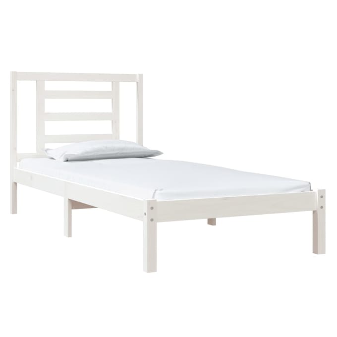 vidaXL - Bedframe - zonder - matras - massief - grenenhout - wit - 90x200 - cm