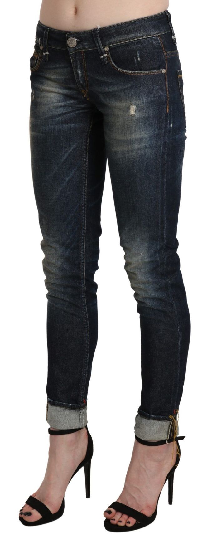 Acht Skinny Jeans met Versleten Afwerking