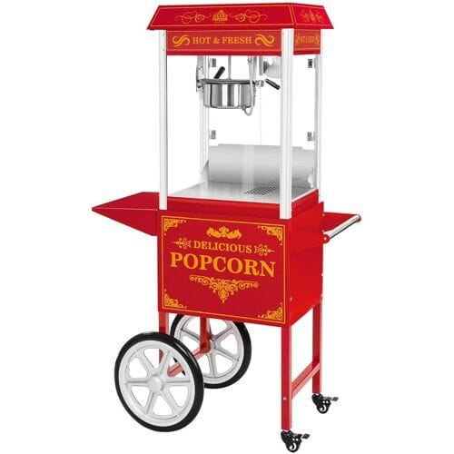 Popcornmachine met onderstel - 1500 W - 5 kg/u - retro design - rood - Royal Catering RCPW-16.3