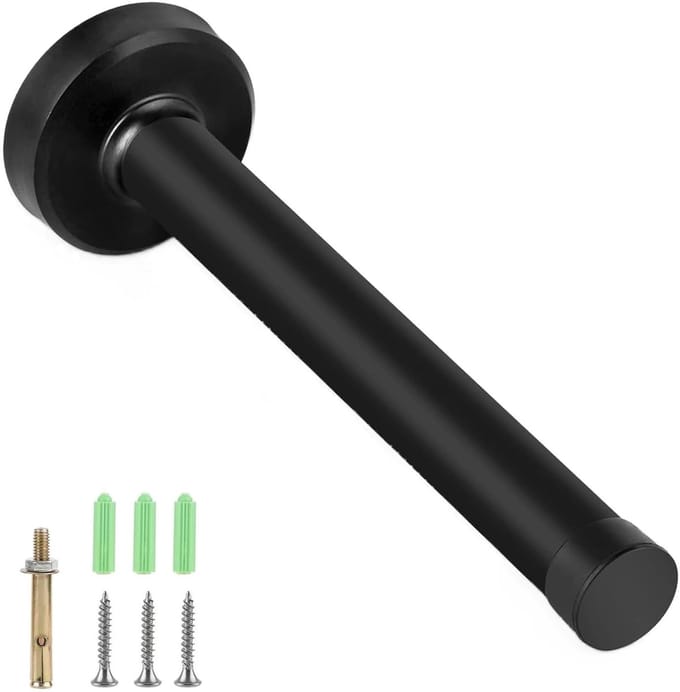 IMstore - Deurstopper - Wandmontage - Stijlvol en Functioneel - Zwart - Stalen Deurstopper - Bescherming voor Wanden en Deuren - Modern Design