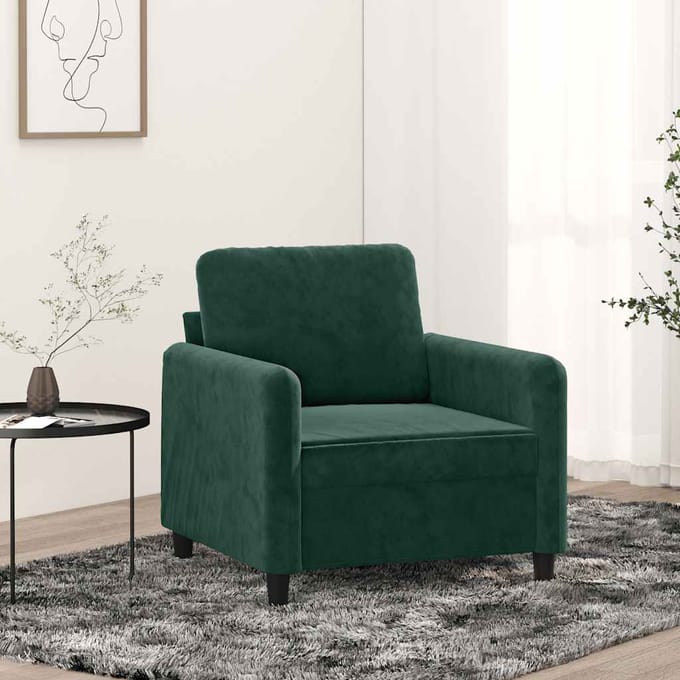 Vidaxl Fauteuil, Donkergroen, 60 Cm, Bekleed met Fluweel