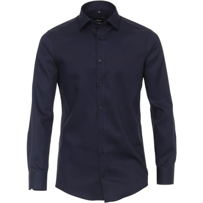 VENTI modern fit overhemd - twill - blauw - Strijkvriendelijk - Boordmaat: 39