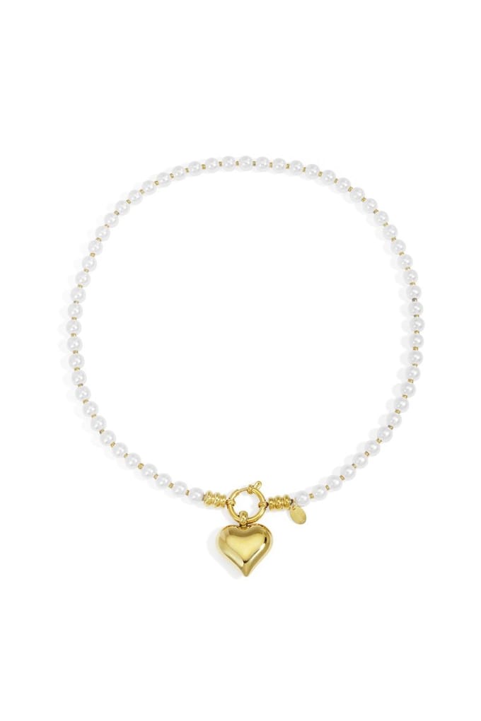 Bijoutheek Collier Parels Hart Bedel Goud