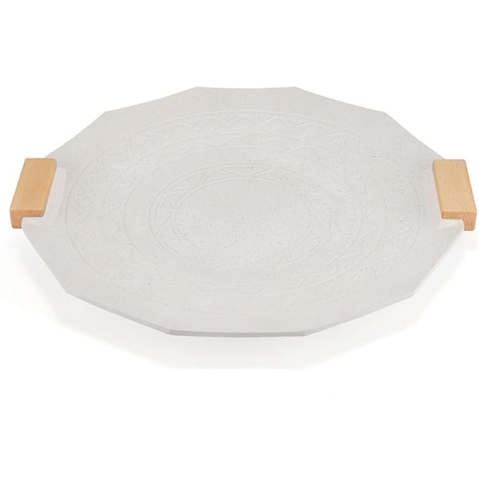 41CM Buiten Grillpan 5MM Verdikte Coating Steen Handvat Meerdere Vuurbronnen Compatibel Wit wit