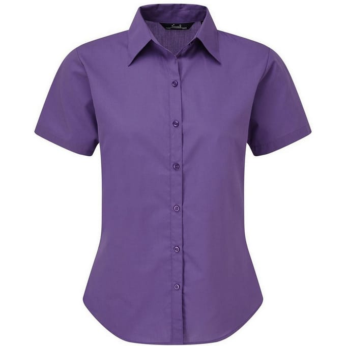 Premier Popeline blouse met korte mouwen / Gewoon werkoverhemd (Paars)