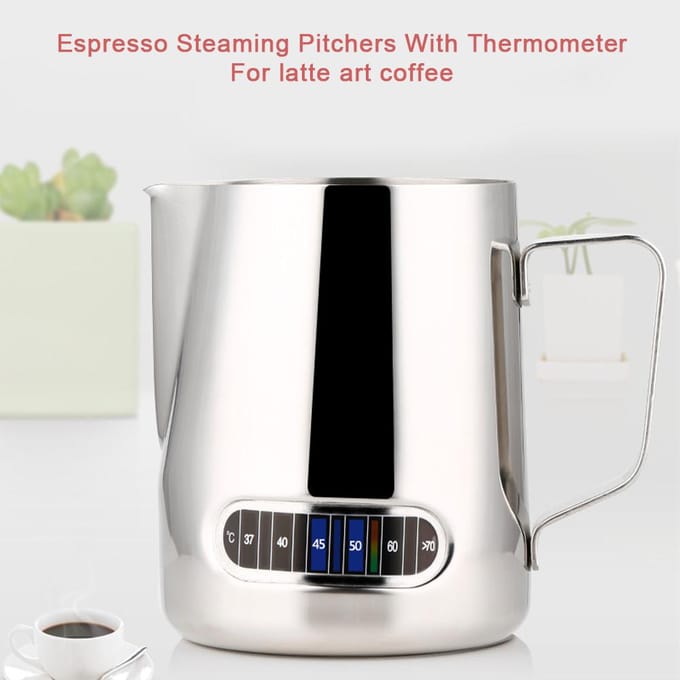 Espresso Opschuitlepels Roestvrij Staal Espresso Melk Opschuitlepel met Thermometer Koffie zilver