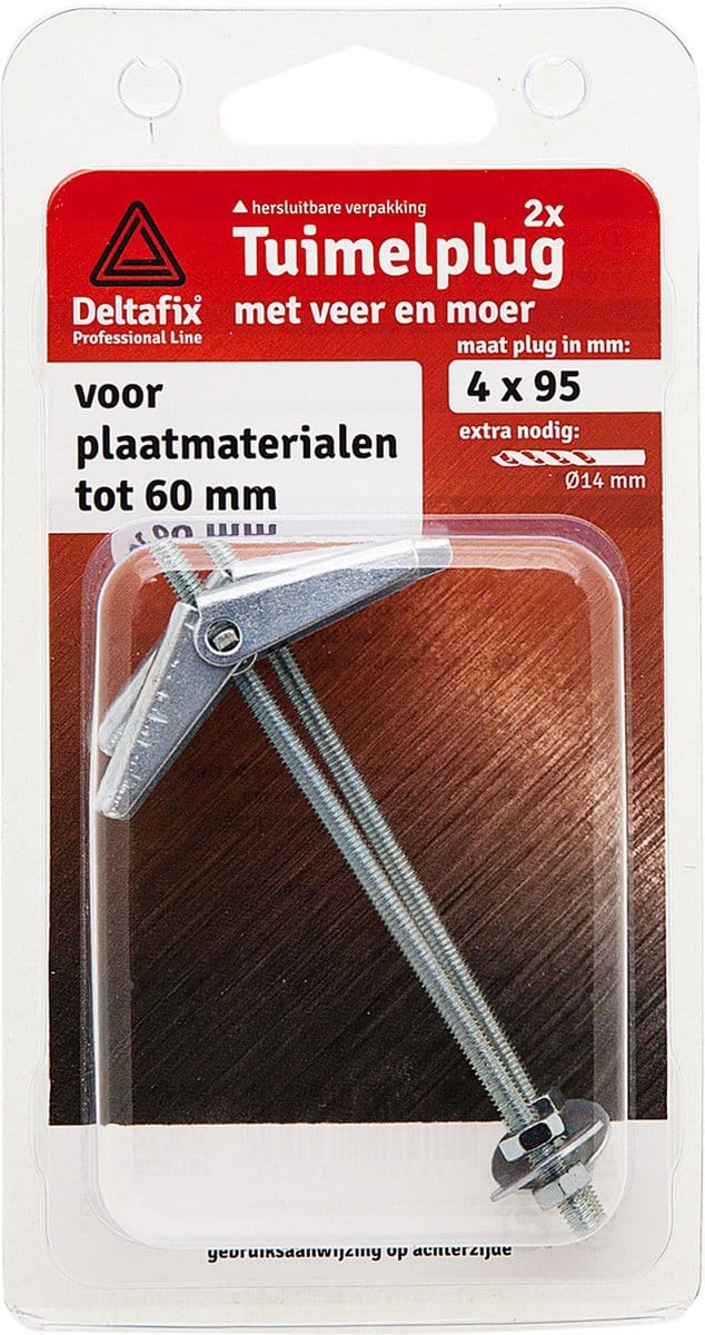 Deltafix tuimelplug met moer verzinkt 4 x 95 mm 2 st.