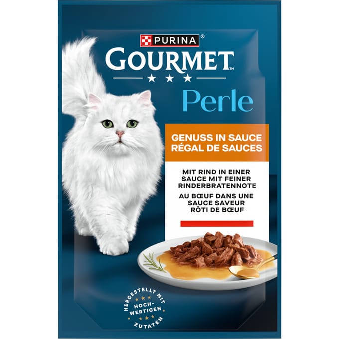 50% Korting! 2 x 26 x 85 g Gourmet Perle natvoer voor katten 52 x 85 g  - Rund in Saus 2 x (26 x 85 g)