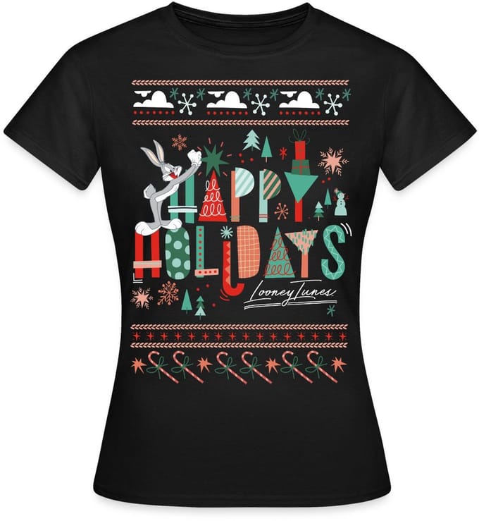 Looney Tunes Prettige Feestdagen Kerstmis T-Shirt Dames