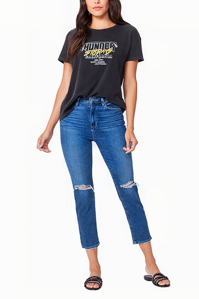 PAIGE Sarah Slim Crop Stargaze Distressed Maat: W23 | Slim Jeans Outlet | Dames | Blauw
