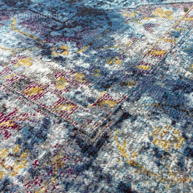Picasso Heriz Vierkant Vintage Vloerkleed Multi / Blauw- 200x200 CM Vierkant