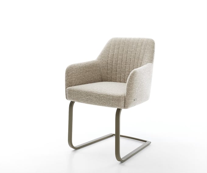 Sledestoel Greg-Flex sledemodel vlak afwerking met titanium geweven stof beige pocketveer kern