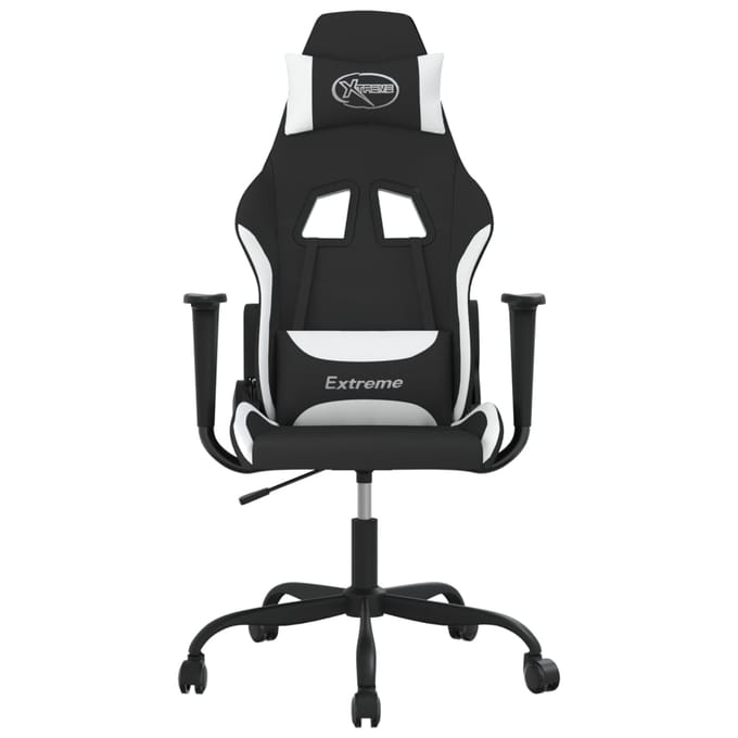 vidaXL - Gamestoel - stof - zwart - en - wit