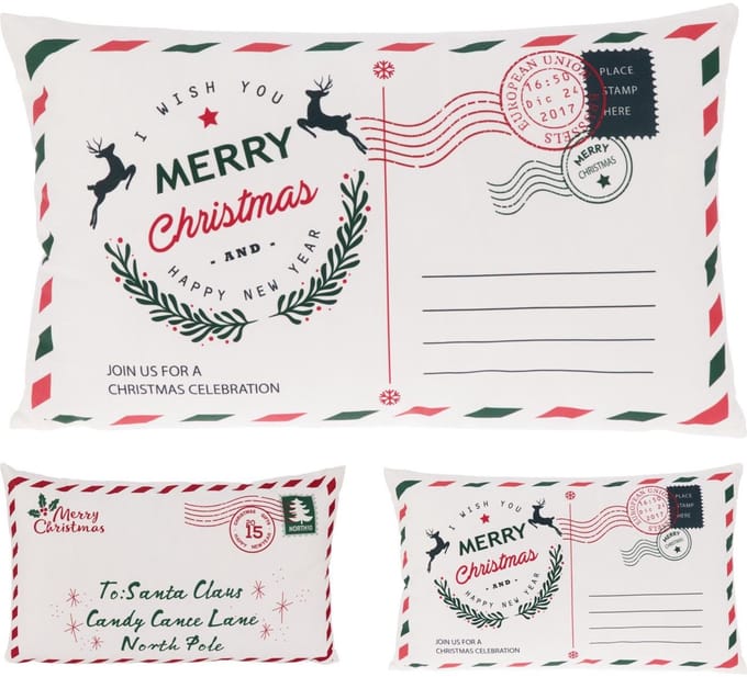 Home & Styling kussen kerst decoratie envelop 50x30cm multi.