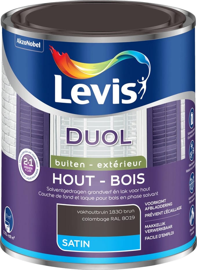 Levis - Duol Hout Buiten Satin - Vakhoutbruin - 0,75 L