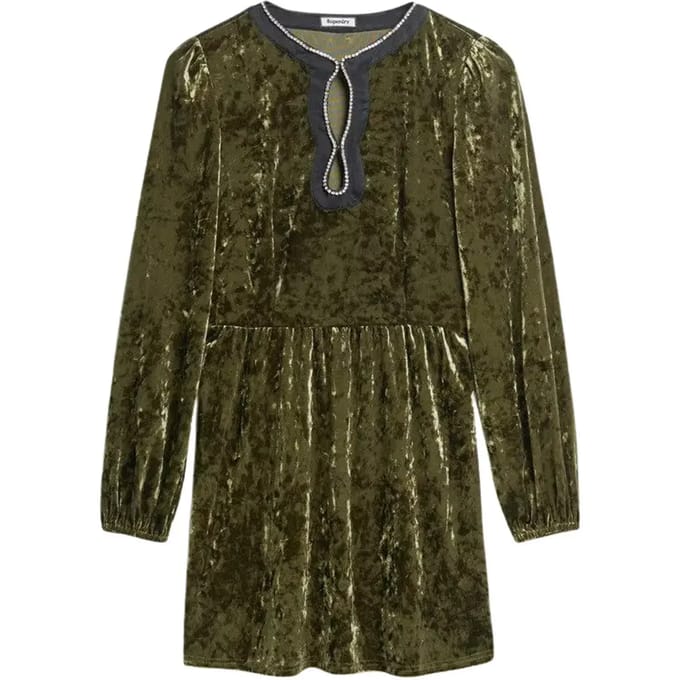 Korte fluwelen jurk met kralen voor dames Superdry