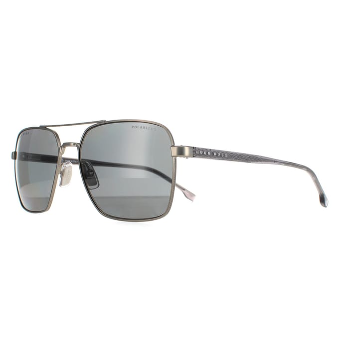 Hugo Boss Piloten Mannen Matte Ruthenium Grijs Polarisated Boss 1045/S