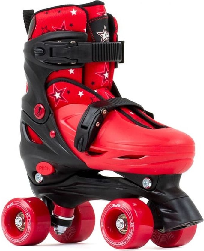 SFR Nebula Verstelbare Rolschaatsen / Rollerskates - Hardboot - Zwart / Rood - Maat 29 - 33