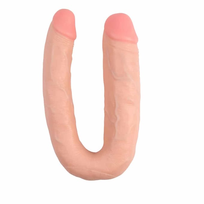 Dubbele Dildo 45 cm gebogen - Huidskleur