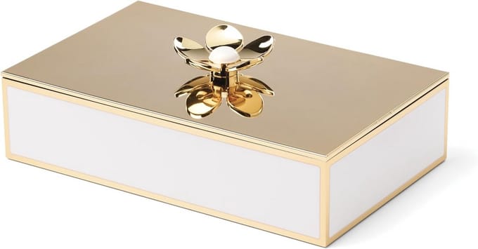 Grote Gouden Sieradendoos met Bloemendecoratie - Cadeau Idee