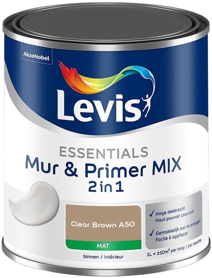 Levis - Essentials Mur & Primer Mix - Clear Brown A50 - Mengverf - 1 L