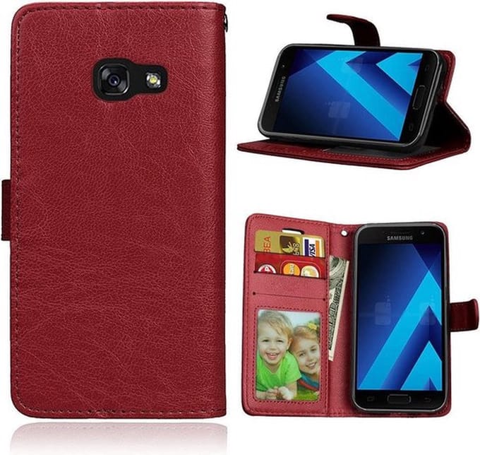 Bookcase Geschikt voor: Samsung Galaxy A3 2017 - Bruin - portemonnee hoesje