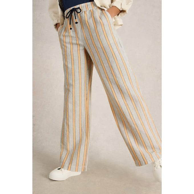 White Stuff Belle Linen Blend Trouser White Multi Taglia: 12 REGULAR | Pantaloni Outlet | Donna | Bianco