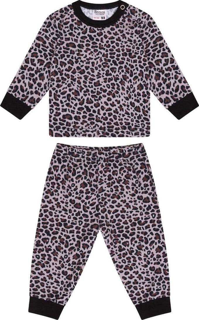 Kinderpyjama - Beige/Bruin - Wildlife/Luipaard Print - Beeren-98/104