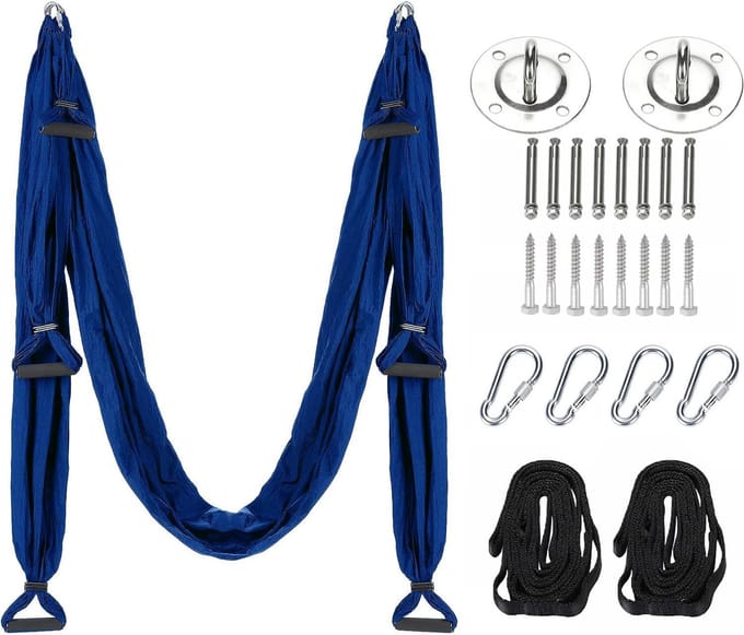 Complete Aerial Yogahanddoek Uitrusting met 6 Handgrepen, 2 Verstelbare Riemen en Montagekit